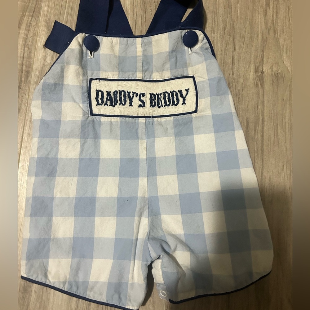 Southern Sass Smocks Blue and White 9months